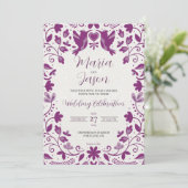 Mexican Purple Floral Romantic Aesthetic Wedding 招待状 (スタンド正面)