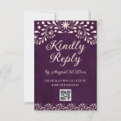 Mexican Purple Talavera Wedding QR code 出欠カード (正面)