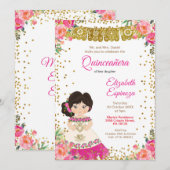 Mexican Quinceanera Mis Quince 招待状 (正面/裏面)