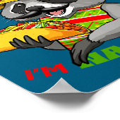 Mexican raccoon cinco de mayo funny cute eating ポスター (角)