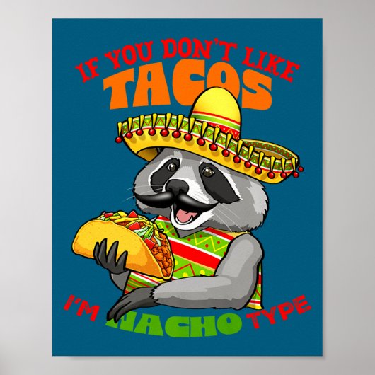 Mexican raccoon cinco de mayo funny cute eating ポスター (正面)