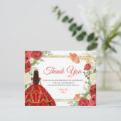 Mexican Red Roses Princess Quinceanera Butterfly サンキューカード (スタンド正面)