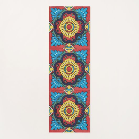 Mexican red talavera tile ヨガマット (正面)