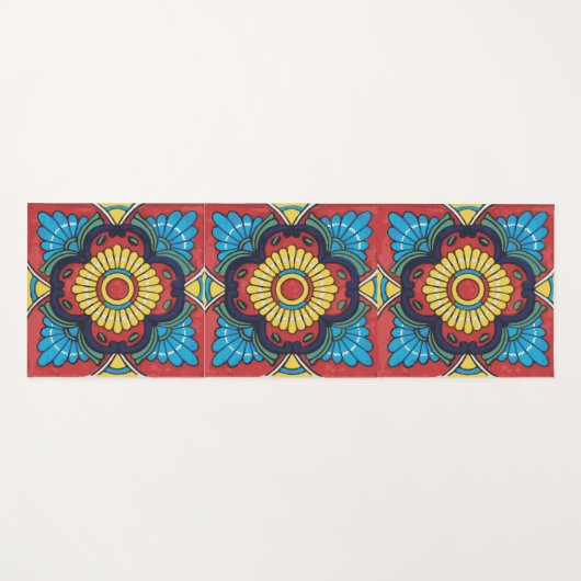 Mexican red talavera tile ヨガマット (正面(横))