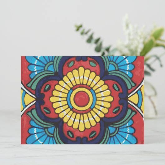 Mexican red talavera tile 招待状 (スタンド正面)