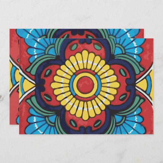 Mexican red talavera tile 招待状 (正面/裏面)