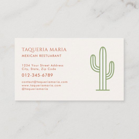 Mexican Restaurant Catering Service Photo 名刺 (裏面)