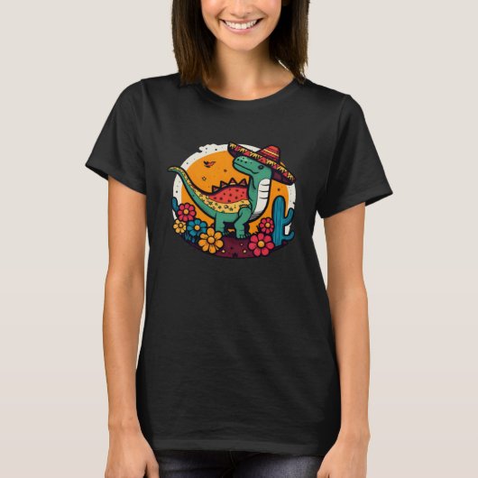 Mexican Rex Dinosaur Cinco De Mayo Tシャツ (正面)