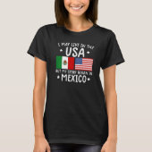 mexican ROOTS  Half American Flag Mexicoflag Tシャツ (正面)