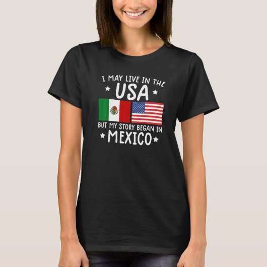 mexican ROOTS  Half American Flag Mexicoflag Tシャツ (正面)