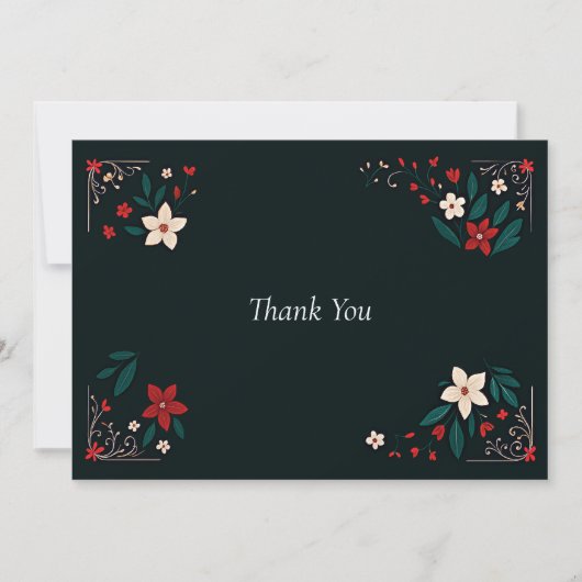 Mexican Rustic Elegant Christmas Red Wedding サンキューカード (正面)