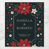 Mexican Rustic Elegant Christmas Red Wedding ワインラベル (シングルラベル)