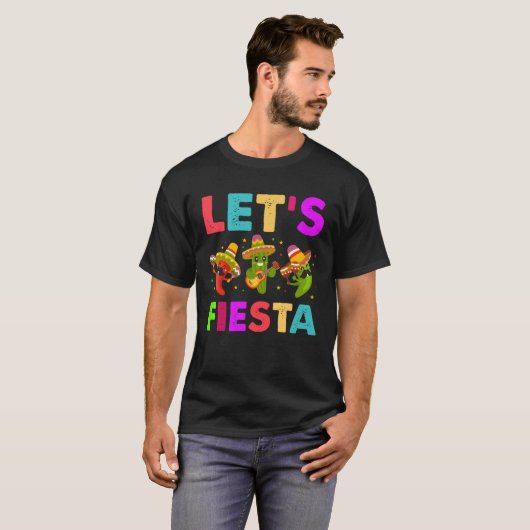 Mexican Saying Slogan Let s Fiesta Tシャツ (正面フル)
