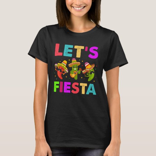 Mexican Saying Slogan Let s Fiesta Tシャツ (正面)