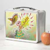 Mexican skeletons in trouble with hot chili pepper メタルランチボックス (インサイチュ)