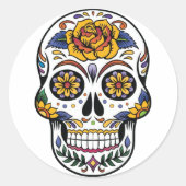 Mexican Skull Sticker ラウンドシール (正面)
