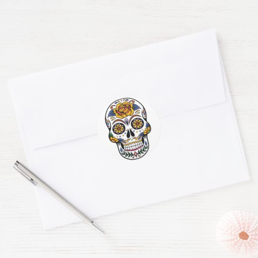 Mexican Skull Sticker ラウンドシール (封筒)
