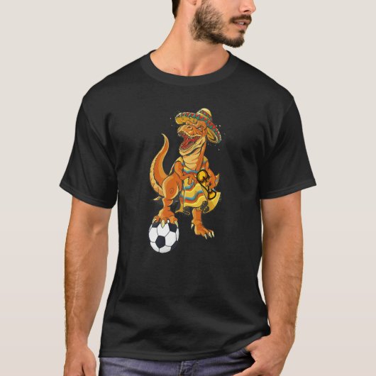 Mexican Soccer Rex Dinosaur Mexico Flag Futbol 202 Tシャツ (正面)