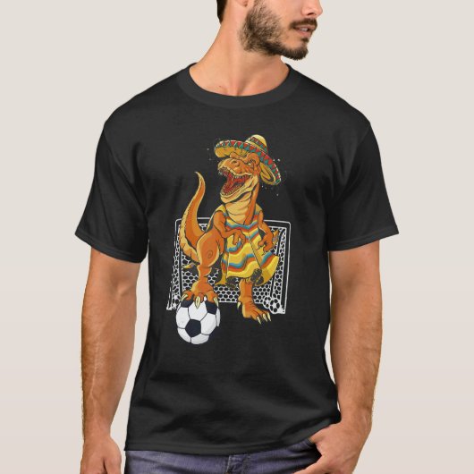 Mexican Soccer Rex Dinosaur Mexico Flag Futbol 202 Tシャツ (正面)