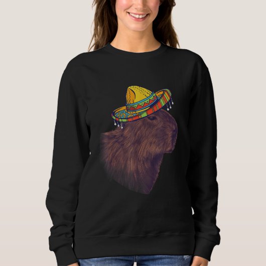 Mexican Sombrero Capybara Rodent Animal  Capybara スウェットシャツ (正面)