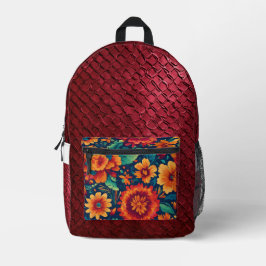 Mexican‑Style Burgundy Floral, print cut sew bag プリントバックパック
