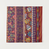 Mexican style traditional fabric patchwork abstrac タペストリー (正面(横))