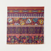 Mexican style traditional fabric patchwork abstrac タペストリー (正面)