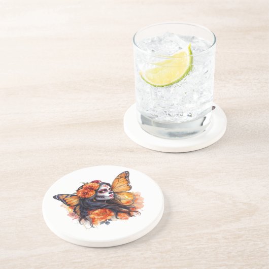 Mexican Sugar Skull Calavera Catrina Stone Coaster コースター (側面)