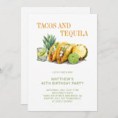 Mexican Tacos and Tequila 40th Birthday Party 招待状 (正面/裏面)