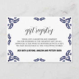 Mexican Talavera Black Floral Minimalist Wedding エンクロージャーカード