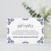 Mexican Talavera Black Floral Minimalist Wedding エンクロージャーカード (スタンド正面)