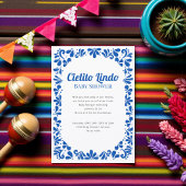Mexican Talavera Blue Baby Shower Invitation 招待状