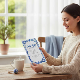 Mexican Talavera Blue Baby Shower Invitation 招待状