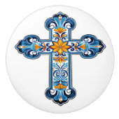Mexican Talavera Cross Ceramic Knob セラミックノブ (正面)