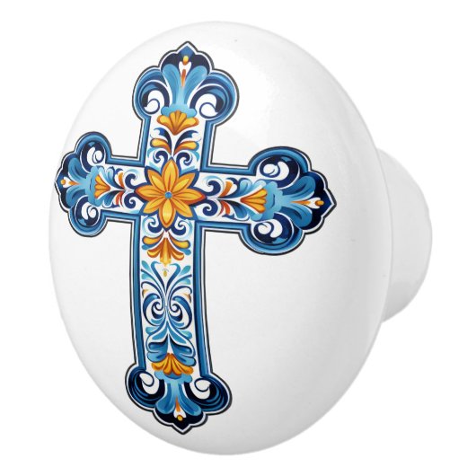 Mexican Talavera Cross Ceramic Knob セラミックノブ (右)