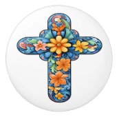 Mexican Talavera Cross Ceramic Knob セラミックノブ (正面)