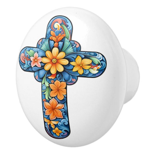 Mexican Talavera Cross Ceramic Knob セラミックノブ (右)