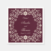 Mexican Talavera Deep Red Wedding  スタンダードカクテルナプキン (正面)