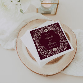 Mexican Talavera Deep Red Wedding  スタンダードカクテルナプキン