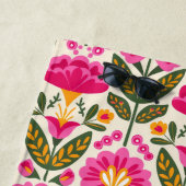 Mexican Talavera Flowers Fuchsia Pink Botanical ビーチタオル (インサイチュ)