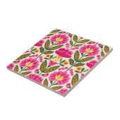 Mexican Talavera Flowers Fuchsia Pink Floral  タイル (側面)