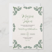 Mexican Talavera Green Floral Minimalist Wedding 招待状 (正面)