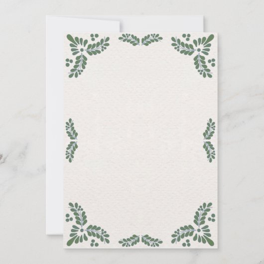 Mexican Talavera Green Floral Minimalist Wedding 招待状 (裏面)