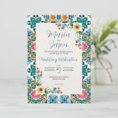 Mexican Talavera Majolica Sunflower Fiesta Wedding 招待状 (スタンド正面)