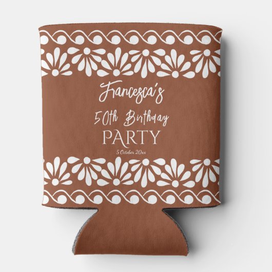 Mexican talavera party favors monogram terracotta  缶クーラー (裏面)