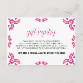 Mexican Talavera Pink Floral Minimalist Wedding エンクロージャーカード