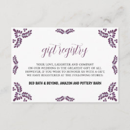 Mexican Talavera Purple Floral Minimalist Wedding エンクロージャーカード