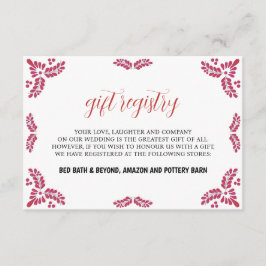 Mexican Talavera Red Floral Minimalist Wedding エンクロージャーカード