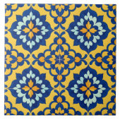 Mexican Talavera Spanish Azulejo Blue and Yellow タイル (正面)