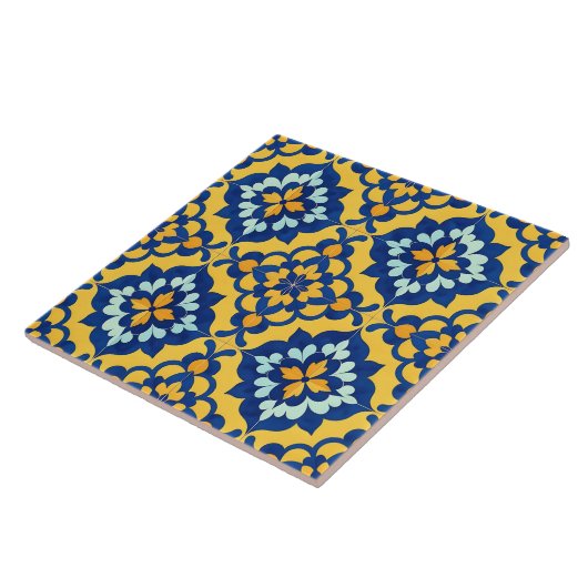 Mexican Talavera Spanish Azulejo Blue and Yellow タイル (側面)